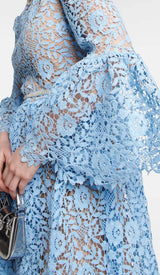 LONG SLEEVE ROSE LACE MAXI DRESS IN BLUE DRESS STYLE OF CB