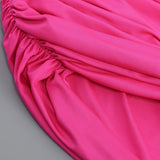 PLEATED SLEEVELESS ONE-SHOULDER DRESS IN PINK styleofcb