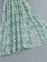 FLORAL COLD SLEEVE MIDI DRESS IN GREEN DRESS STYLE OF CB