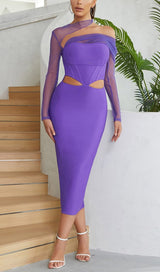 GAUZE IRREGULAR FISH BONE FANNY BELT HIP DRESS IN PURPLE styleofcb