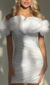 BANDAGE SOFT PLEATED MINI DRESS IN WHITE styleofcb