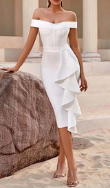 BANDEAU CORSET MIDI DRESS IN WHITE DRESS STYLE OF CB
