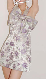 BOW-EMBELLISHED SUSPENDERS MINI DRESS DRESS STYLE OF CB