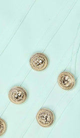 BUTTON-EMBELLISHED MESH MINI DRESS IN MINT DRESS STYLE OF CB