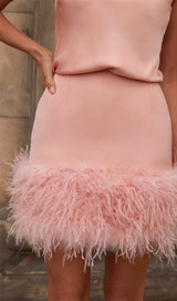 SATIN MATCHING SET MINI DRESS IN PINK DIAMOND styleofcb