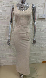 SEQUIN BODYCON MAXI DRESS IN WHITE Dresses styleofcb