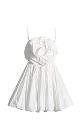 FLORAL APPLIQUE SLIM MINI DRESS IN WHITE styleofcb