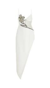 ASYMMETRIC CRYSTAL FLOWER DRESS IN BLACK Dresses styleofcb