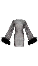 FEATHER MESH MINI DRESS IN WHITE Dresses styleofcb