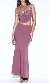 CRYSTAL CORSET MIDI DRESS IN AMETHYST DRESS STYLE OF CB S SET