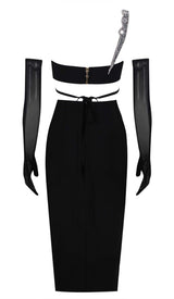 CRYSTAL ONE-SHOULDER MIDI DRESS IN BLACK DRESS STYLE OF CB