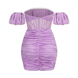 CORSET SATIN MINI DRESS IN PURPLE Bandage Dresses styleofcb