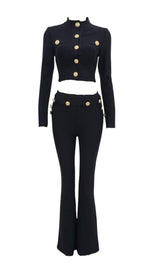 BLACK BUTTONS LONG SLEEVE TWO PIECES SUIT styleofcb