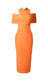 OFF-THE-SHOULDER TIGHT DRESS IN ORANGE styleofcb