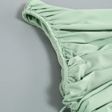 PLEATED SLEEVELESS ONE-SHOULDER DRESS IN GREEN styleofcb