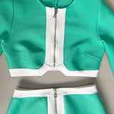 BANDAGE TWO-PIECE PATCHWORK MAXI DRESS IN GREEN styleofcb