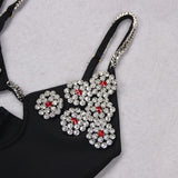 DIAMOND HOLLOW MINI DRESS IN BLACK styleofcb