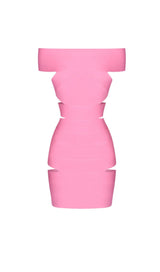 Off SHOULDER CUTOUT MINI DRESS IN PINK DRESS styleofcb