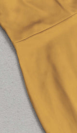 HALTER LACE SATIN MAXI DRESS IN MUSTARD DRESS STYLE OF CB