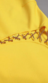 HOLLOW HIGH SPLIT MAXI DRESS IN YELLOW DRESS STYLE OF CB