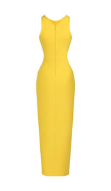 HOLLOW HIGH SPLIT MAXI DRESS IN YELLOW DRESS STYLE OF CB