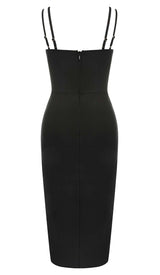 IRREGULAR SPLIT MIDI DRESS IN BLACK styleofcb