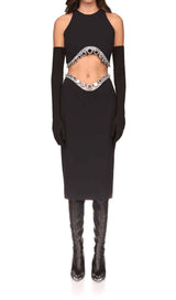 JEWELLED TENTACLE TWO PIECE SUIT IN BLACK DRESS STYLE OF CB