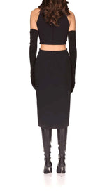 JEWELLED TENTACLE TWO PIECE SUIT IN BLACK DRESS STYLE OF CB