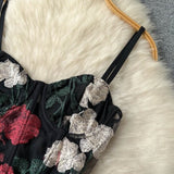 EMBROIDERED FLOWERS CORSET TOP IN BLACK styleofcb