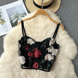 EMBROIDERED FLOWERS CORSET TOP IN BLACK styleofcb