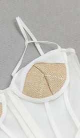 MESH CORSET BODYCON MIDI DRESS IN WHITE DRESS STYLE OF CB