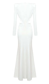 PHENIX BROOCH CUTOUT MAXI DRESS IN WHITE DRESS STYLE OF CB