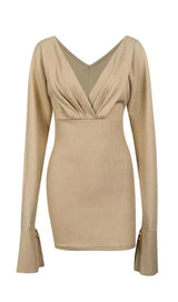 LONG SLEEVES V NECK MINI DRESS Dresses styleofcb
