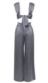 PLUNGE SATIN TWO-PIECE SUIT IN GRAY DRESS STYLE OF CB