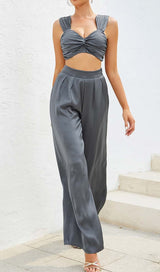 PLUNGE SATIN TWO-PIECE SUIT IN GRAY DRESS STYLE OF CB