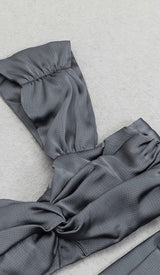 PLUNGE SATIN TWO-PIECE SUIT IN GRAY DRESS STYLE OF CB