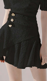 PUFFY SLEEVE BUTTON MINI DRESS IN WHITE DRESS STYLE OF CB