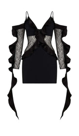 RUFFLED LACE MINI DRESS IN WHITE DRESS STYLE OF CB S BLACK