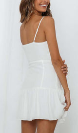 STRAPPY RUFFLED MINI DRESS IN WHITE styleofcb