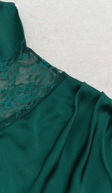 THIGH SLIT LACE MIDI DRESS IN TURQUOISE DRESS STYLE OF CB