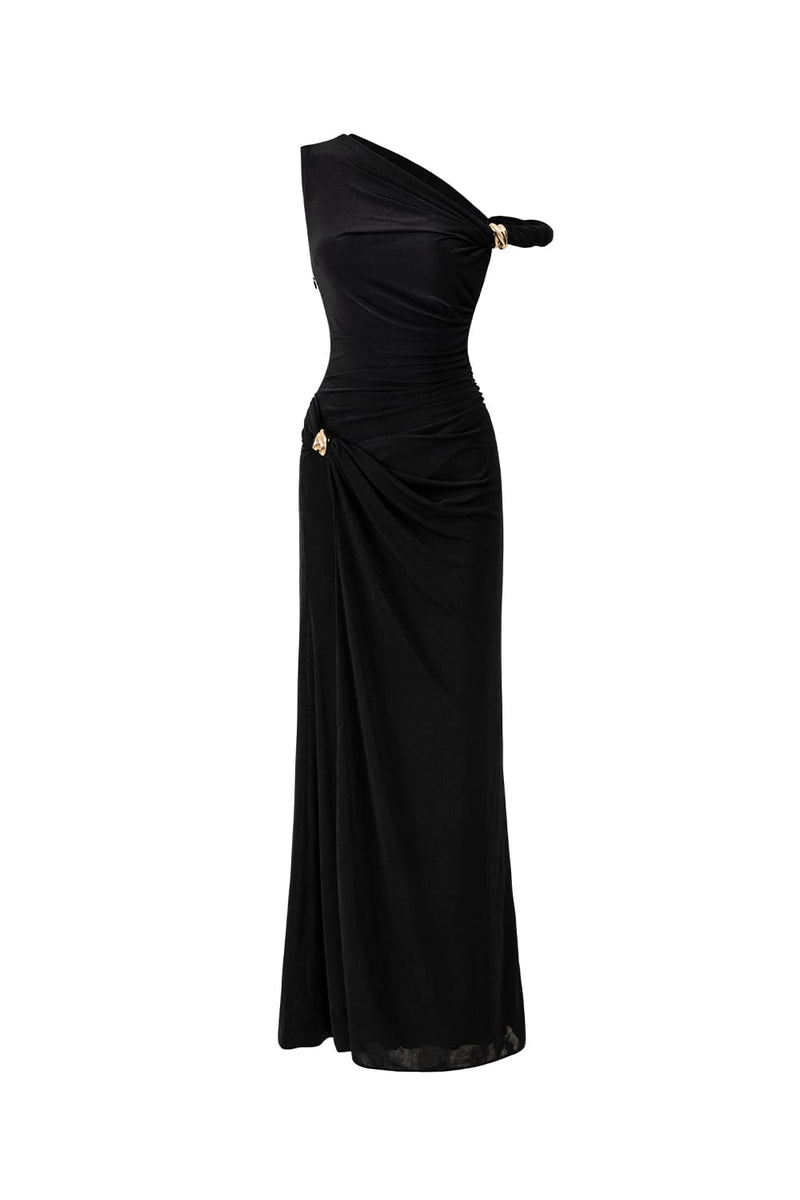 Deline Sheath Gathered Spandex Ankle Length Dress