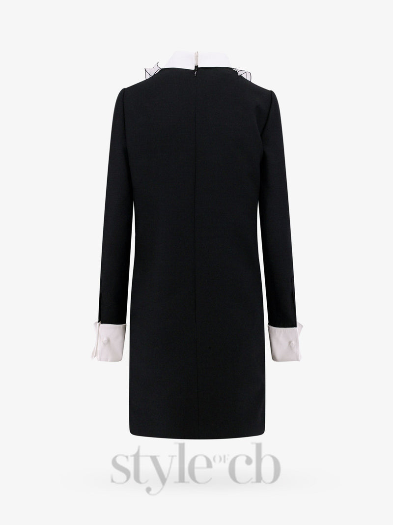 two-tone ruffle trim embellished mini dress