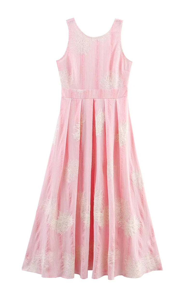 Crochet Sleeveless Backless Maxi Dress In Pink