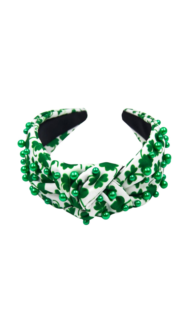 Green Pearl Clover Headband