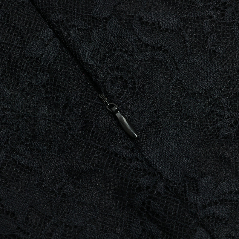 V-NECK LACE SLIM-FIT WAISTLINE DRESS