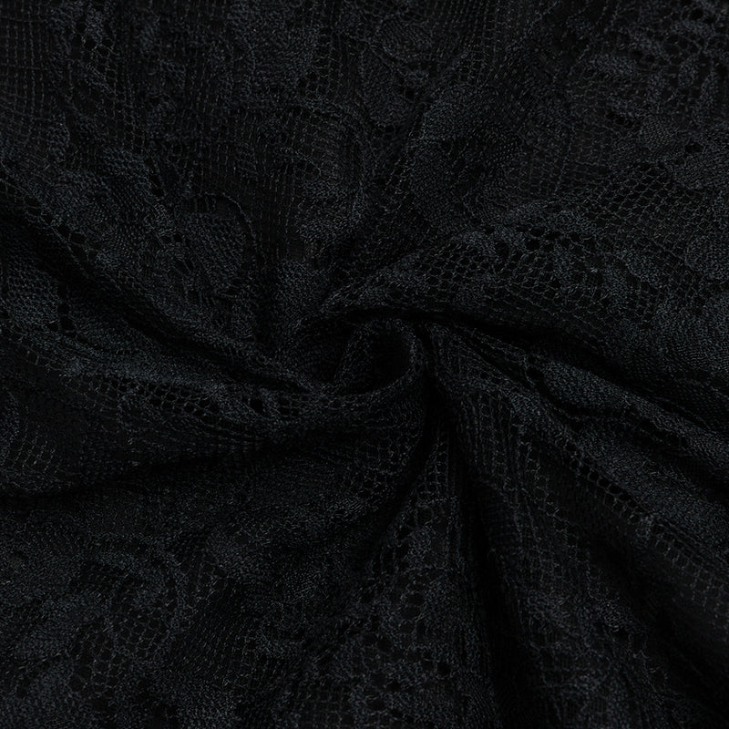 V-NECK LACE SLIM-FIT WAISTLINE DRESS