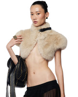 darlene Fur shawl top in apricot