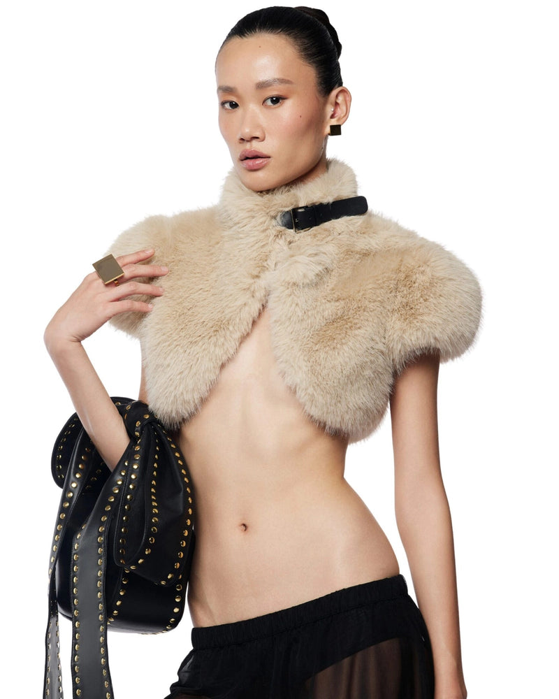 darlene Fur shawl top in apricot