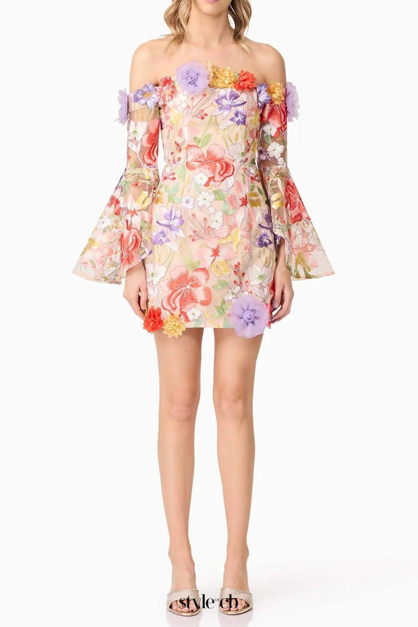 tabitha multicolor Off Shoulder Mini Dress in Floral