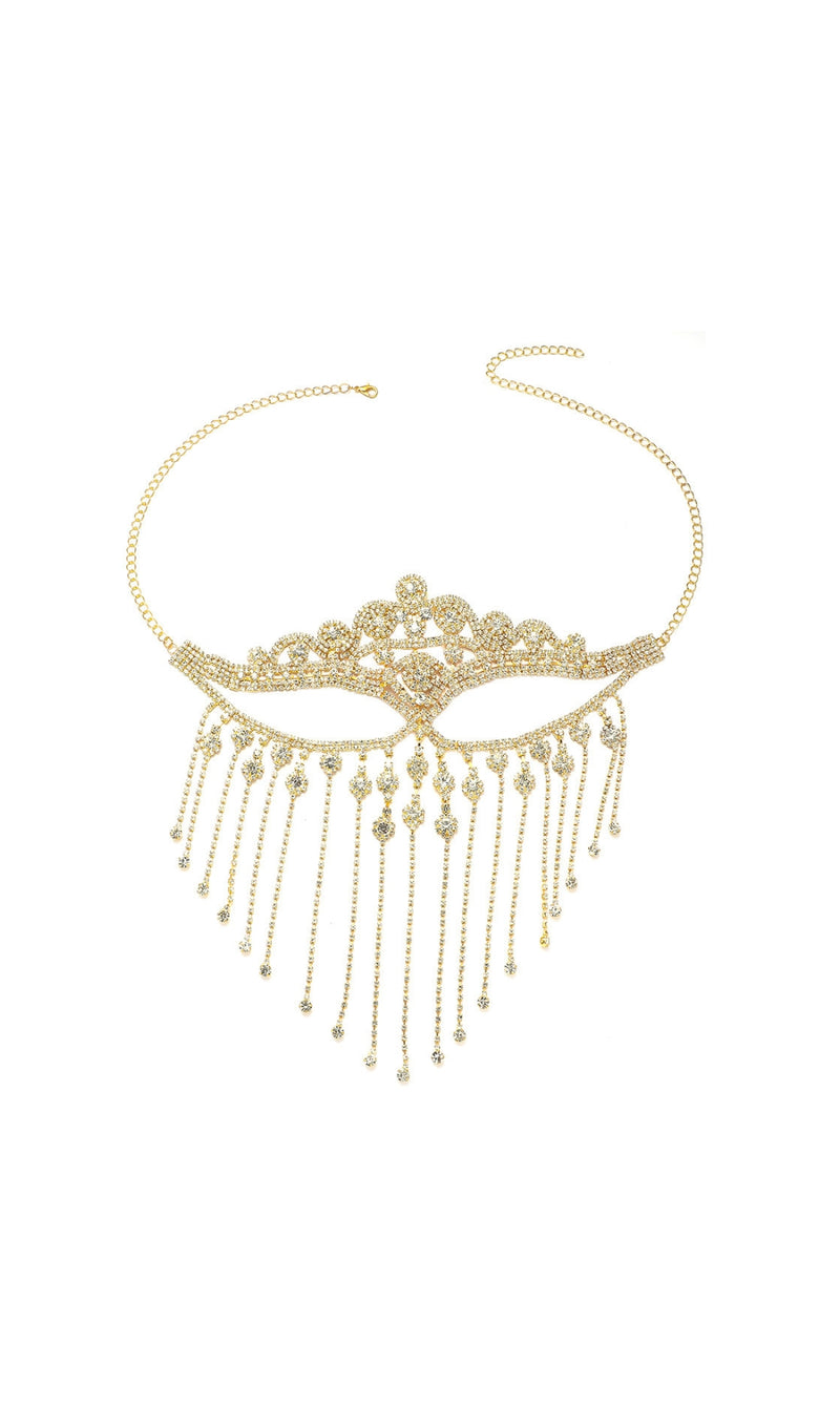 Duc Gold Rhinestone Tassel Mask